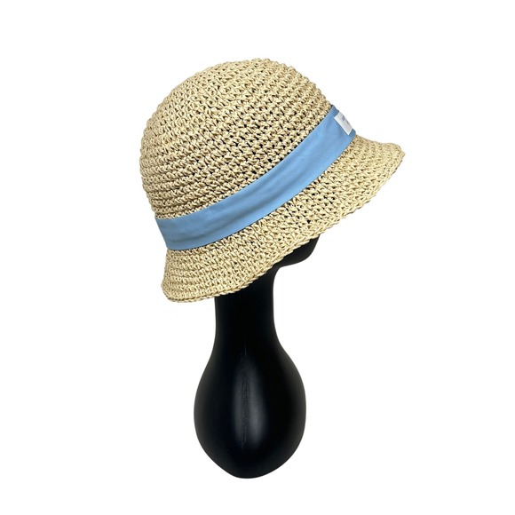 Dolce Gabbana Light Blue Straw Adjustable Hat Women's Designer Bucket Sun Summer - Picture 1 of 6